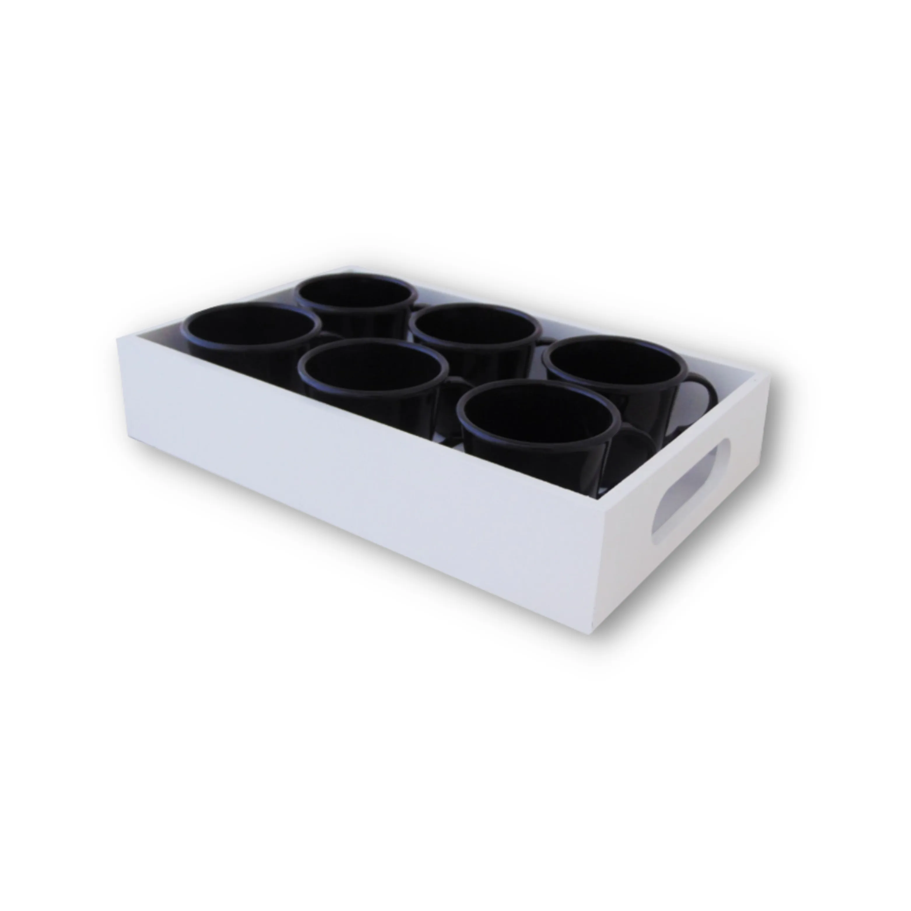 CESTA BANDEJA BRANCA COM 6 XÍCARAS 85ML (25Z16X04)