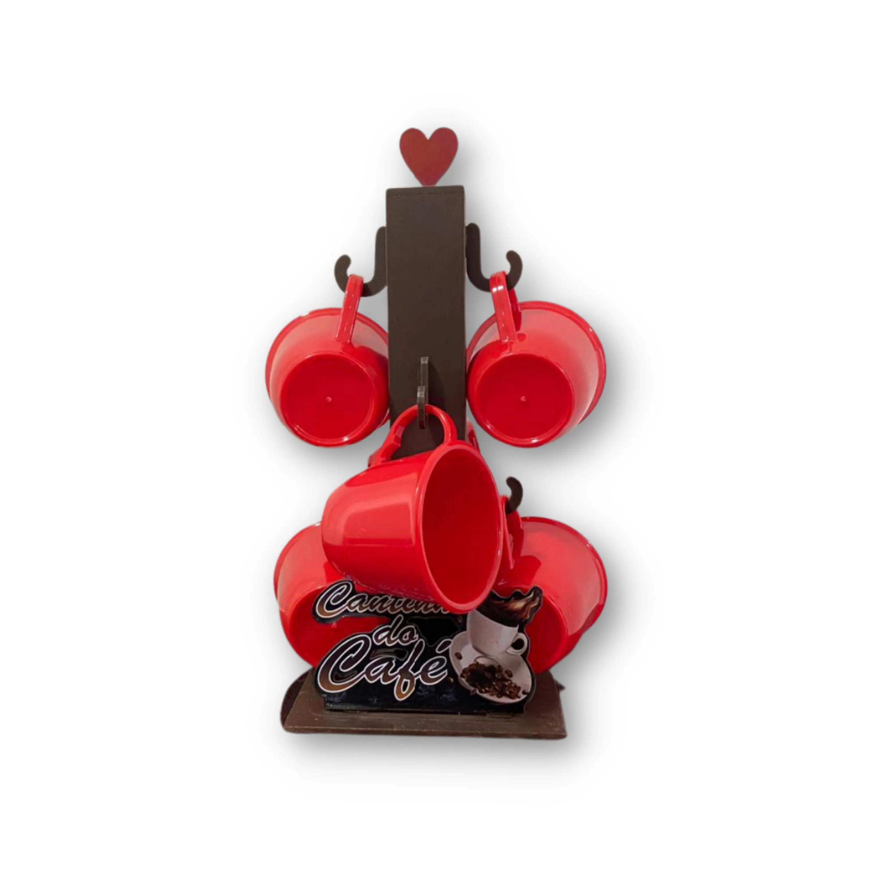 SUPORTE DE MDF COM JOGO DE 6 XICARAS DE 85ML - CANTINHO DO CAFÉ