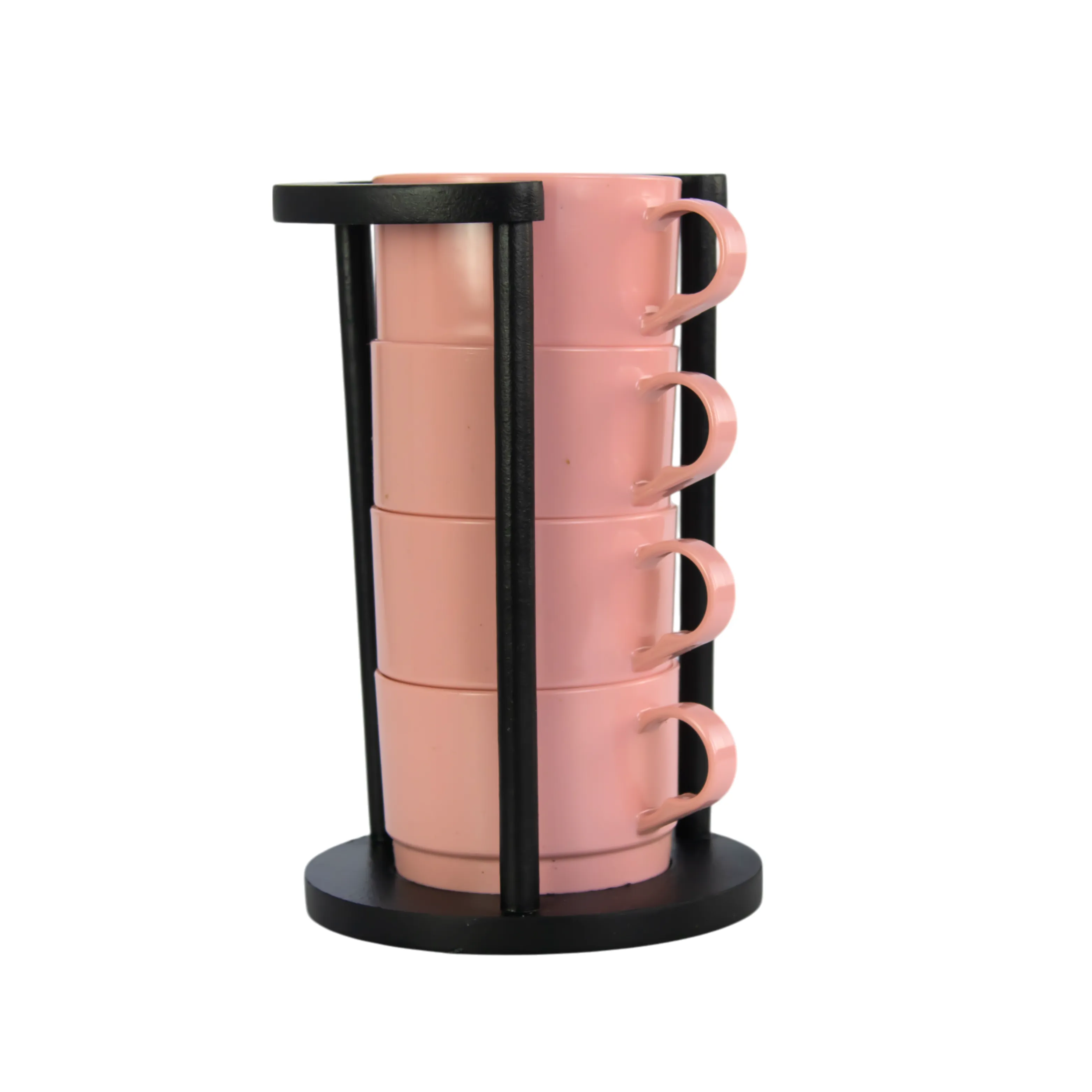 SUPORTE DE MDF COM 4 XÍCARAS EMPILHÁVEIS 210 ML