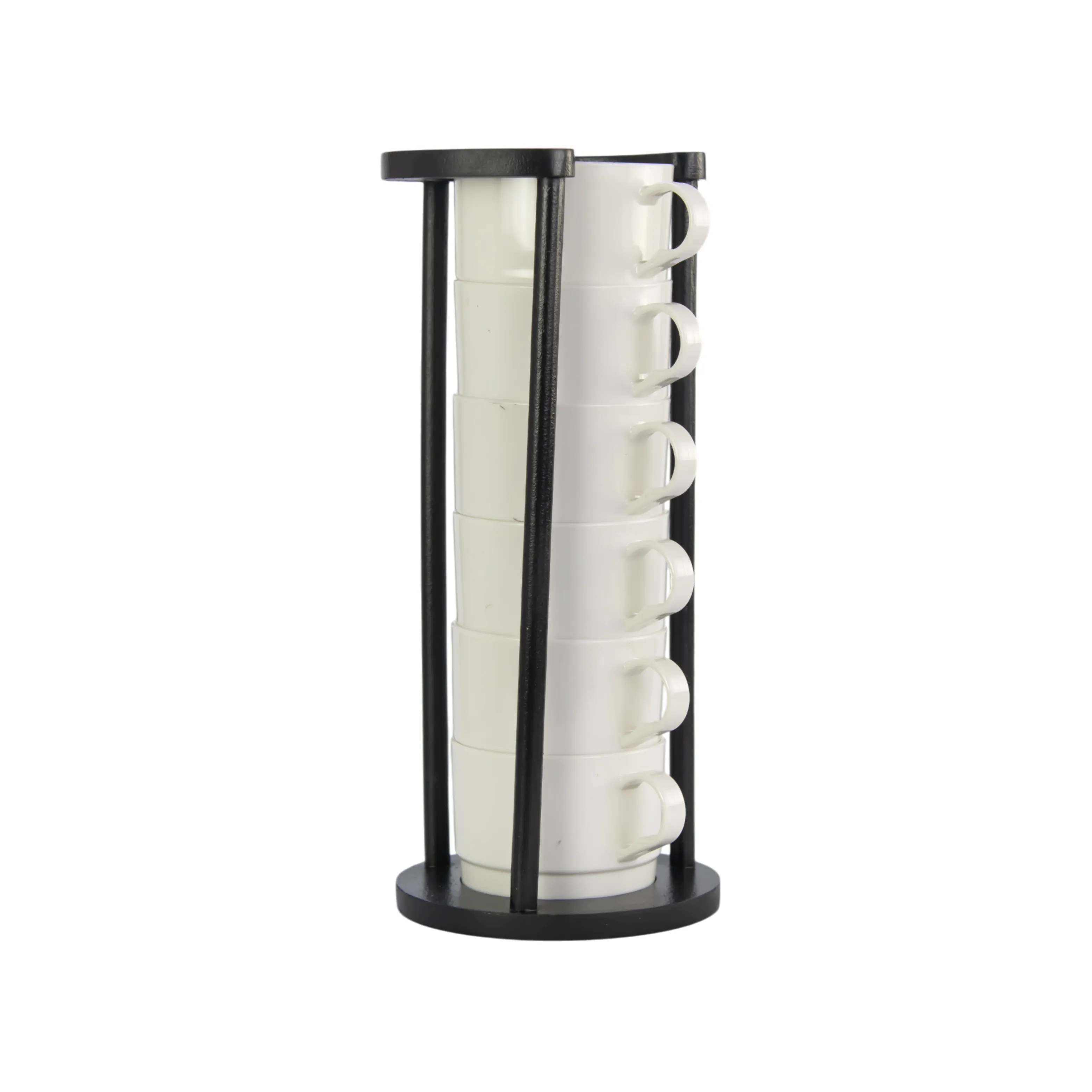 SUPORTE DE MDF COM 6 XÍCARAS EMPILHÁVEIS 210 ML