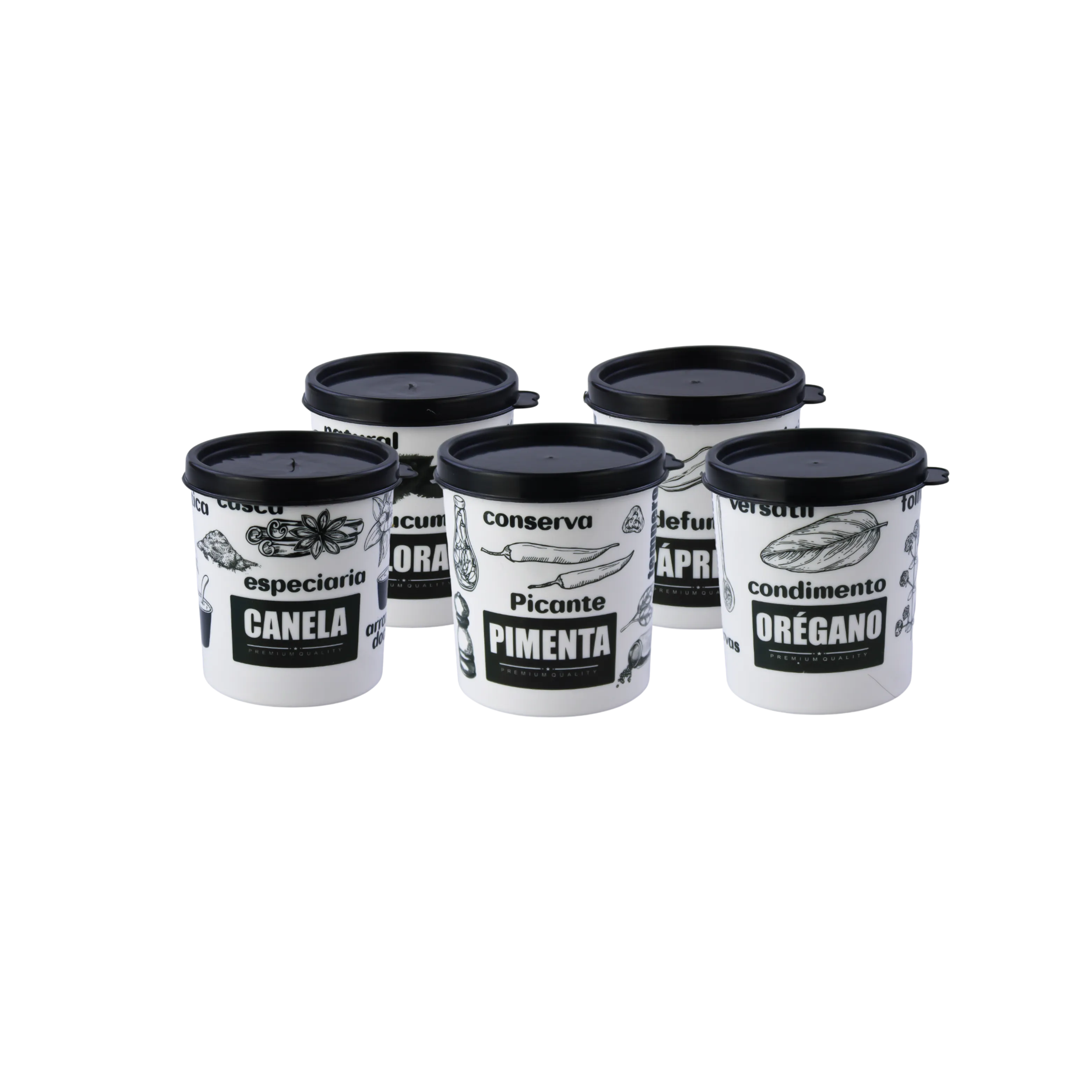 CONJUNTO 5 POTES MULTI USO 200 ML - BLACK