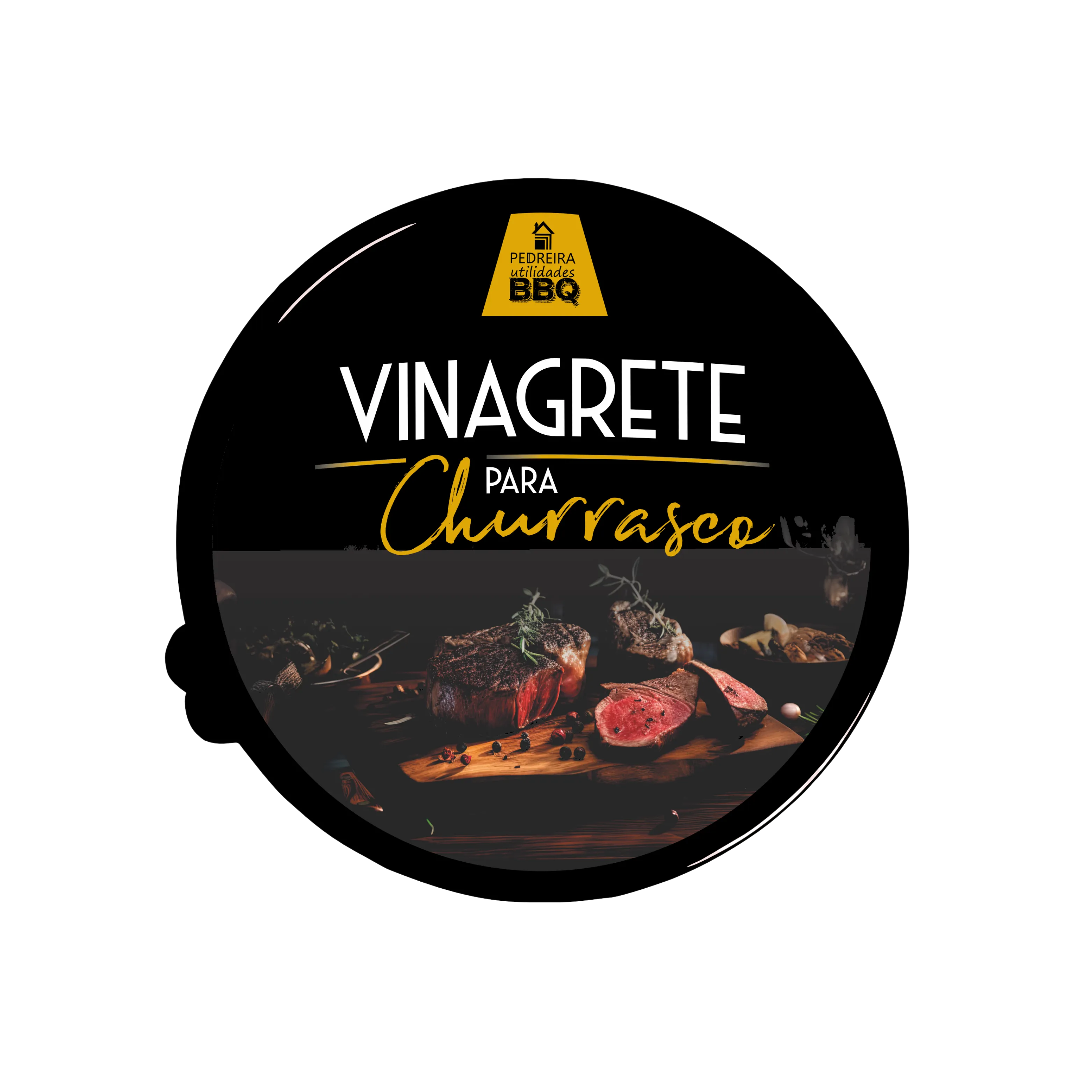 POTE TRANSPARENTE 870 ML - TAMPA DECORADA BBQ VINAGRETE