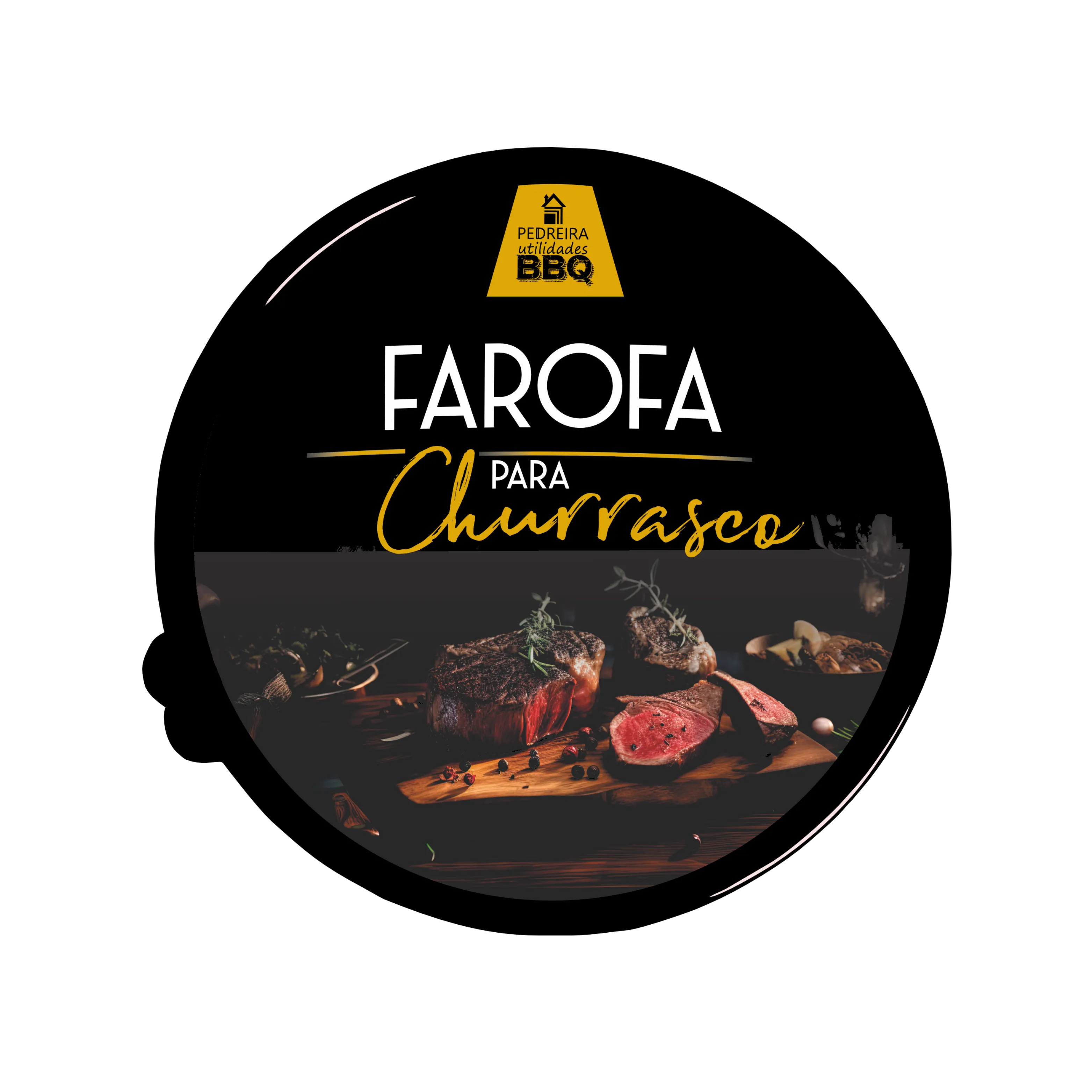 POTE TRANSPARENTE 870 ML - TAMPA DECORADA BBQ FAROFA