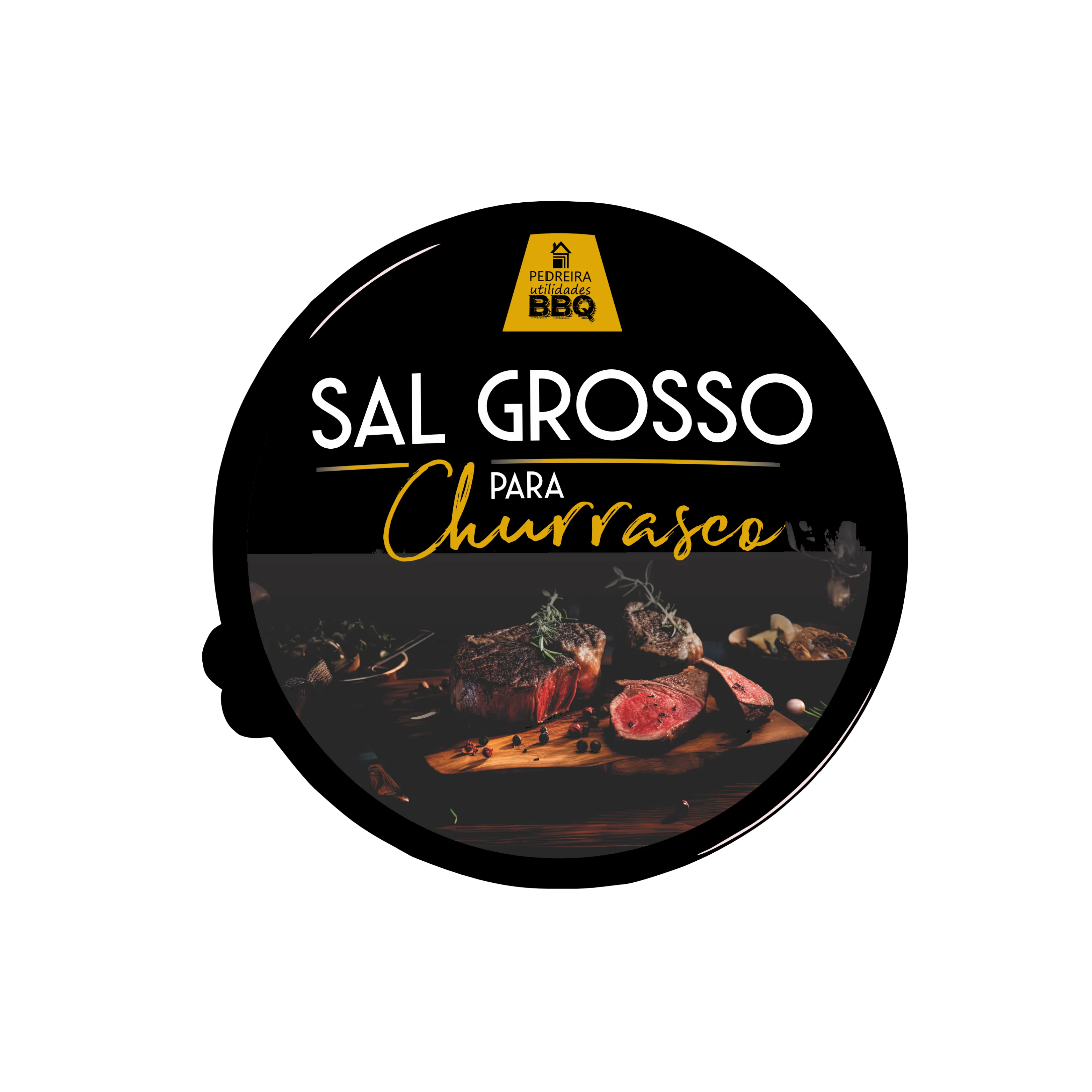 POTE TRANSPARENTE 870 ML - TAMPA DECORADA BBQ SAL GROSSO
