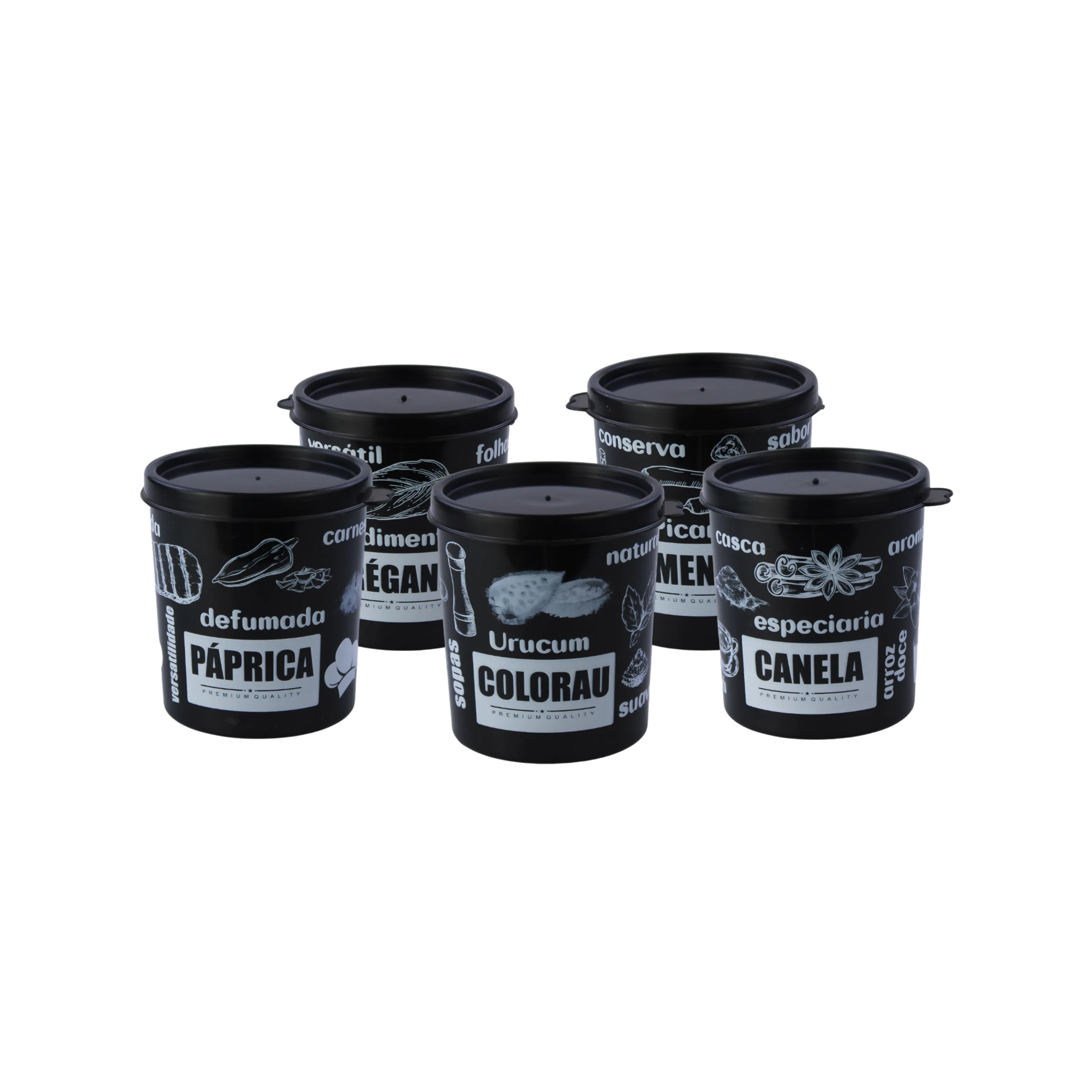 CONJUNTO 5 POTES MULTI USO 200 ML - BLACK PT