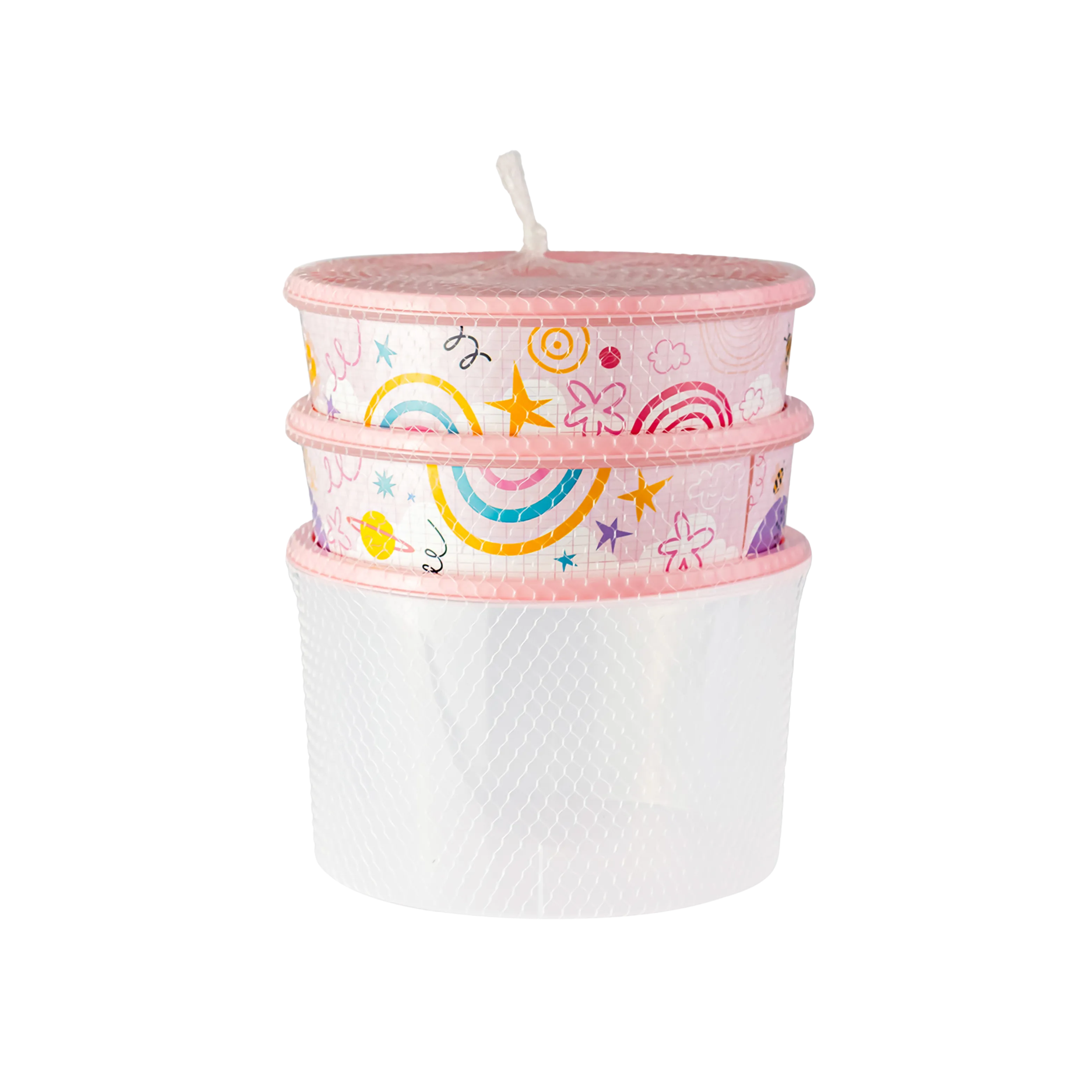 CONJUNTO MULTIUSO POTES 2L TRANSPARENTE COM 2 POTES 870ML DECORADO