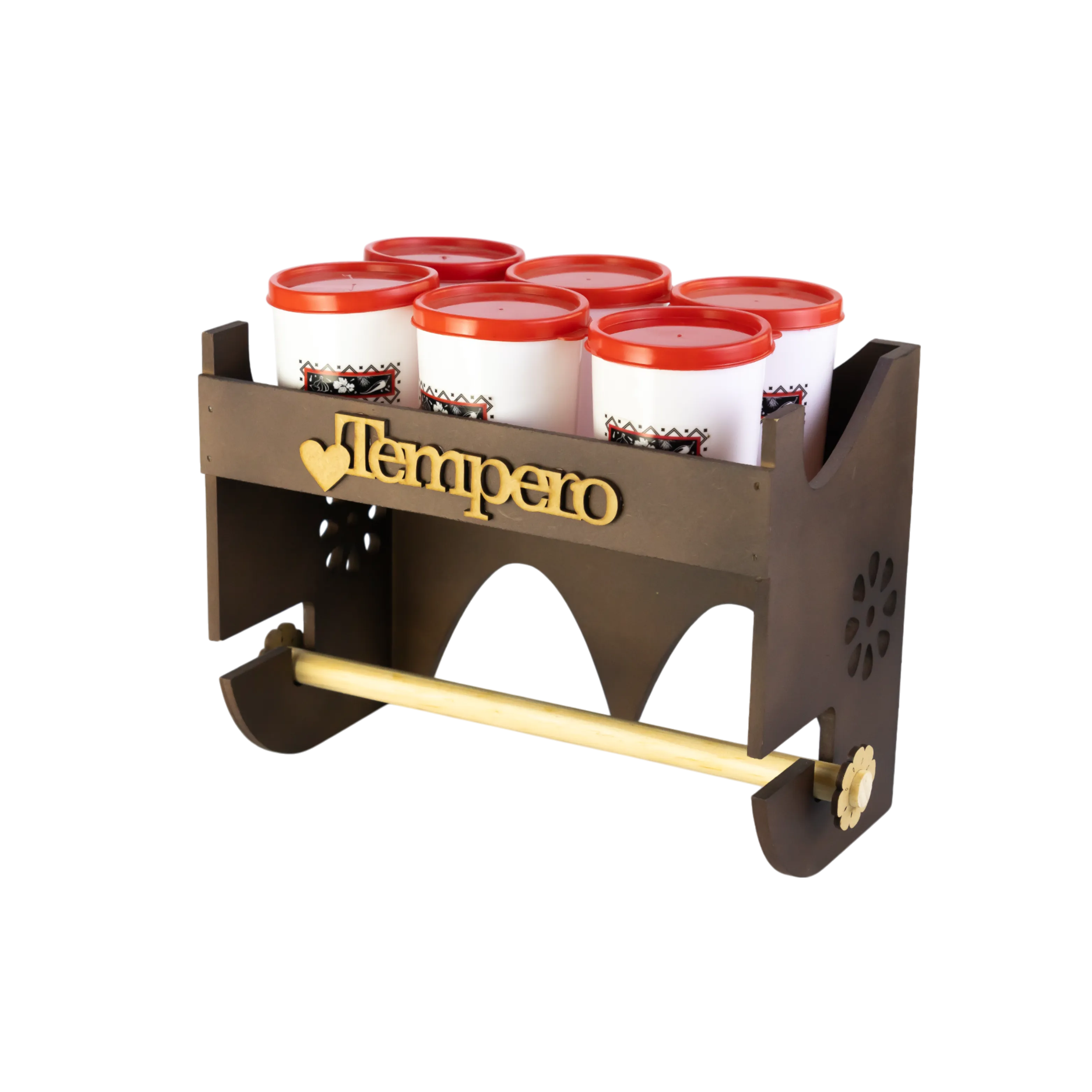 PORTA TEMPEROS VINTAGE COM 6 POTES 200ML