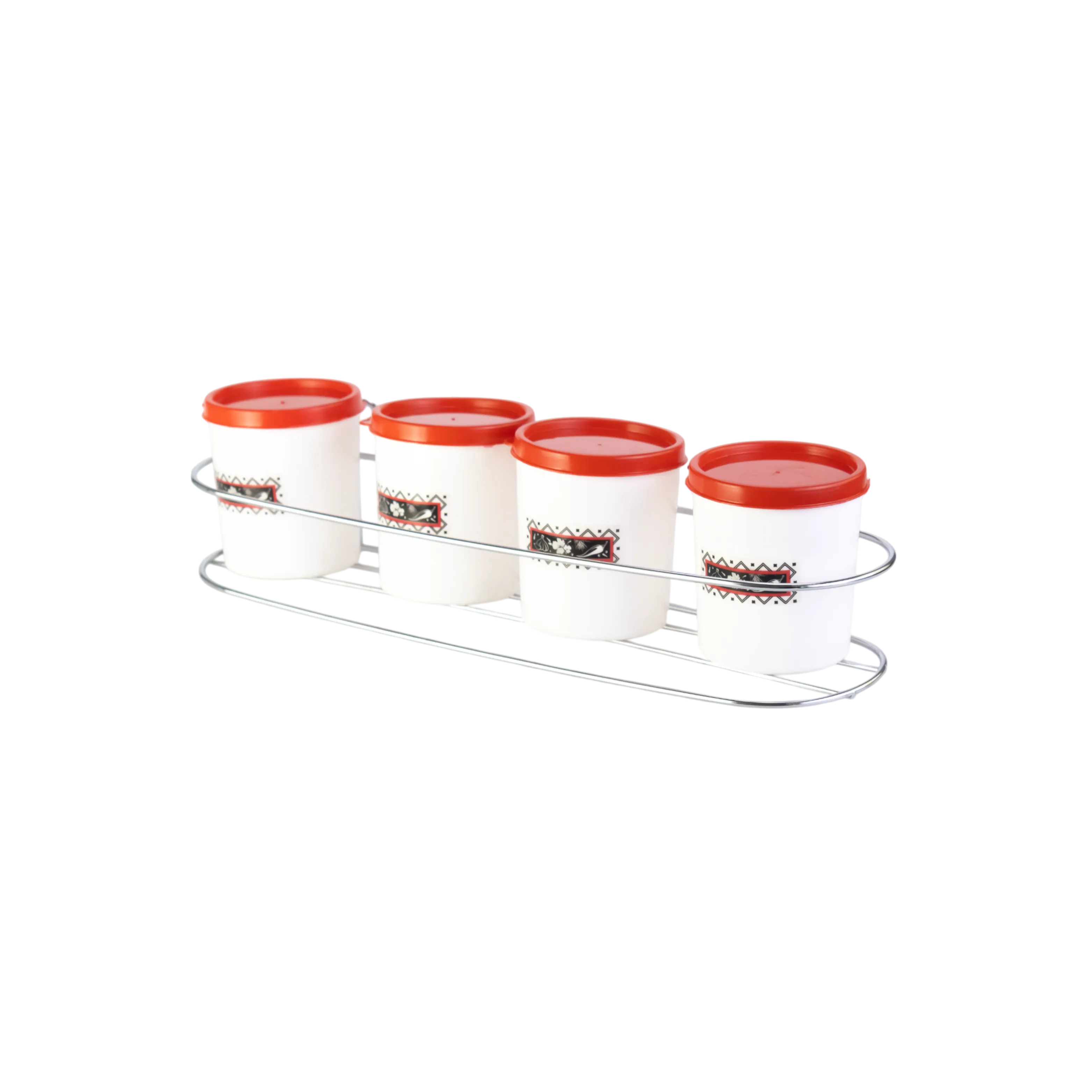 PORTA CONDIMENTO AÇO CROMADO COM 4 POTES 200ML