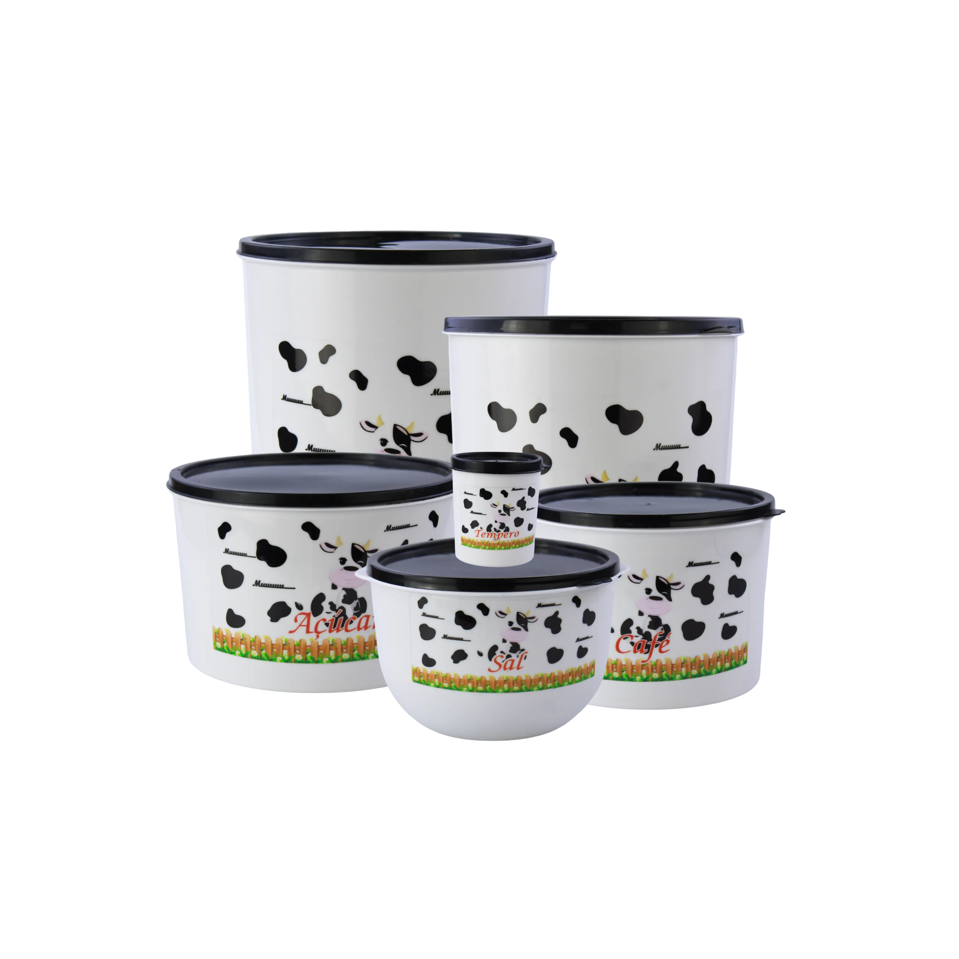 CONJUNTO MULTIUSO 6 PEÇAS C/ DECOUPAGEM VAQUINHA