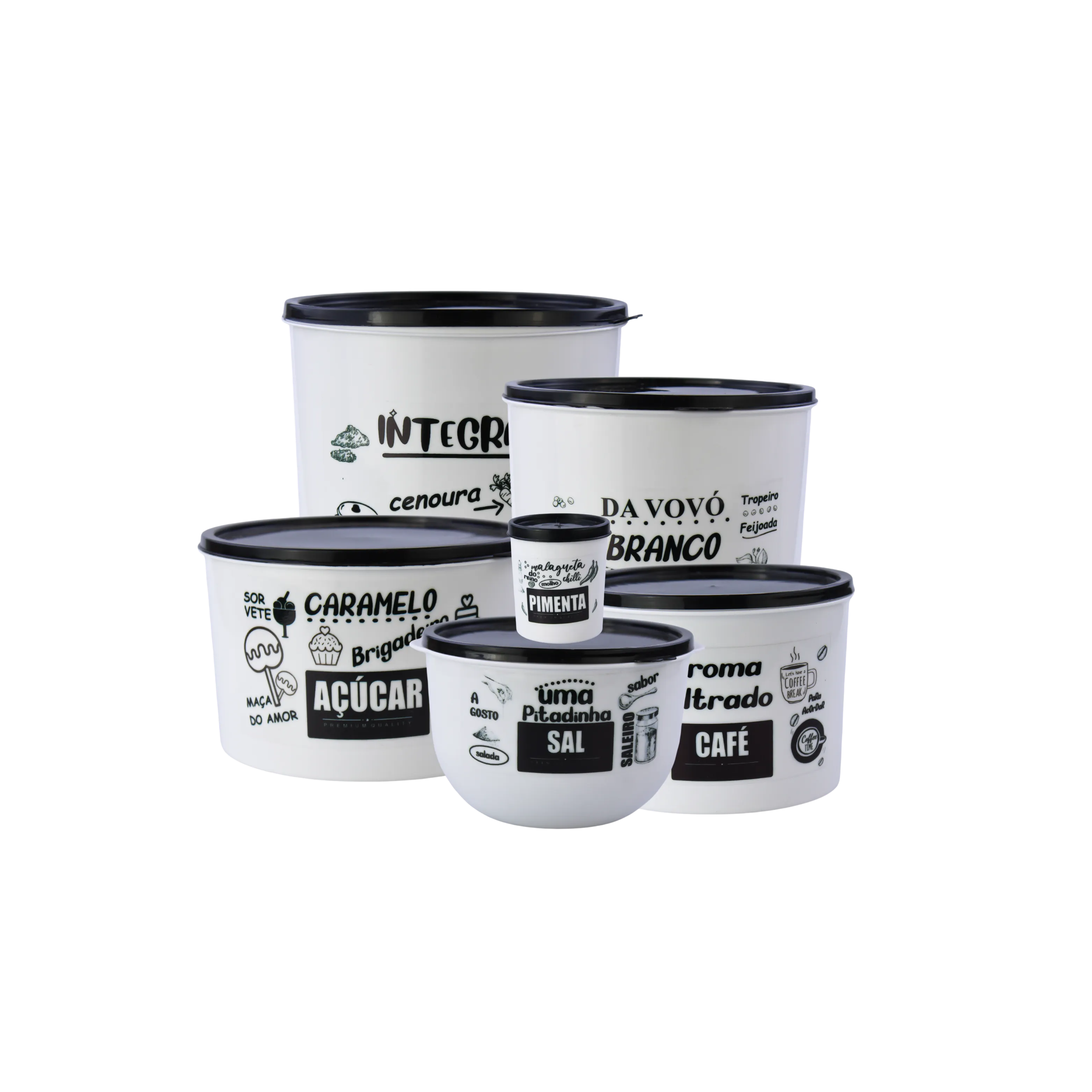 CONJUNTO MULTIUSO 6 PEÇAS C/ DECOUPAGEM BLACK