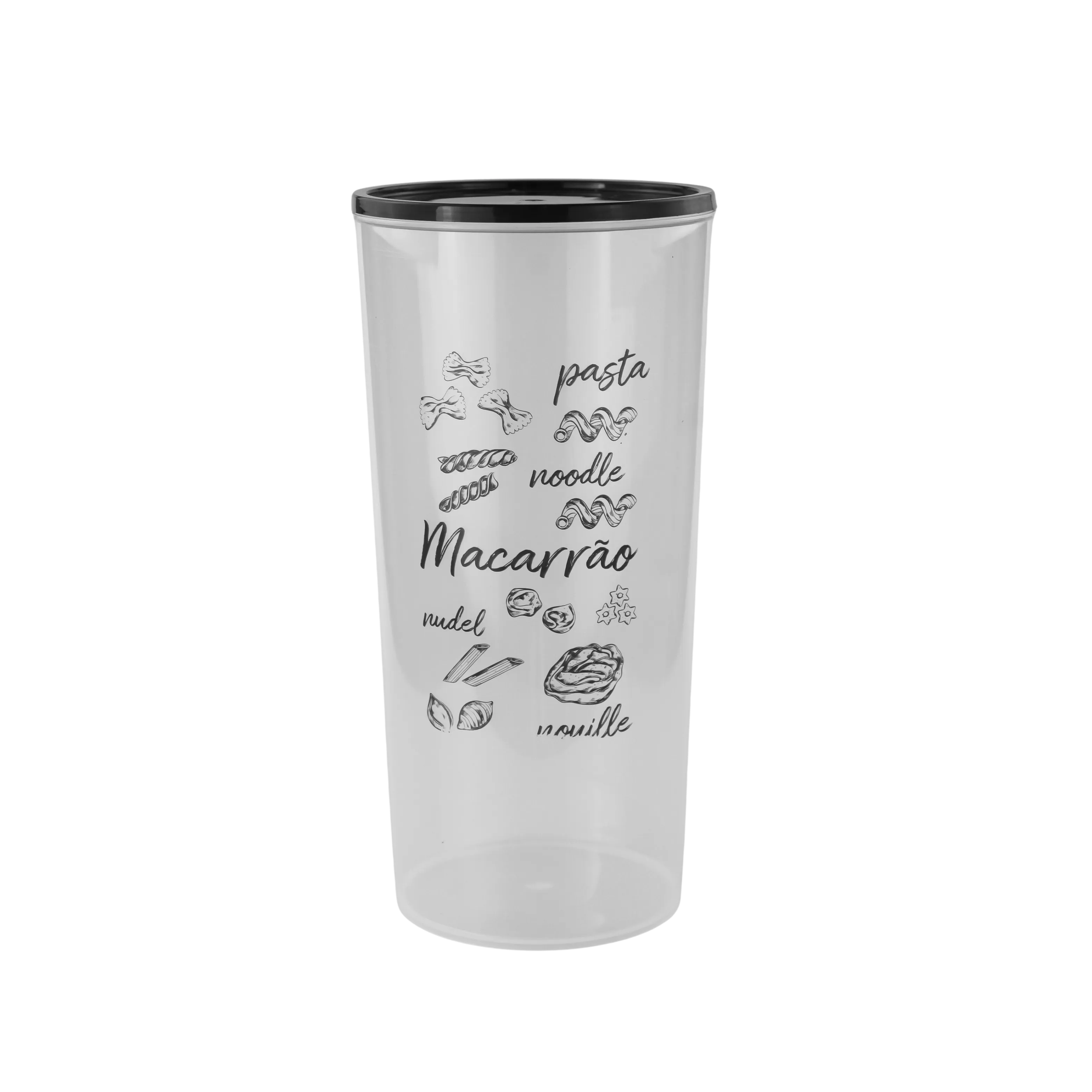 POTE DE PLÁSTICO REDONDO MULTIUSO 2,5 L - TRANSPARENTE DECORADO MACARRÃO
