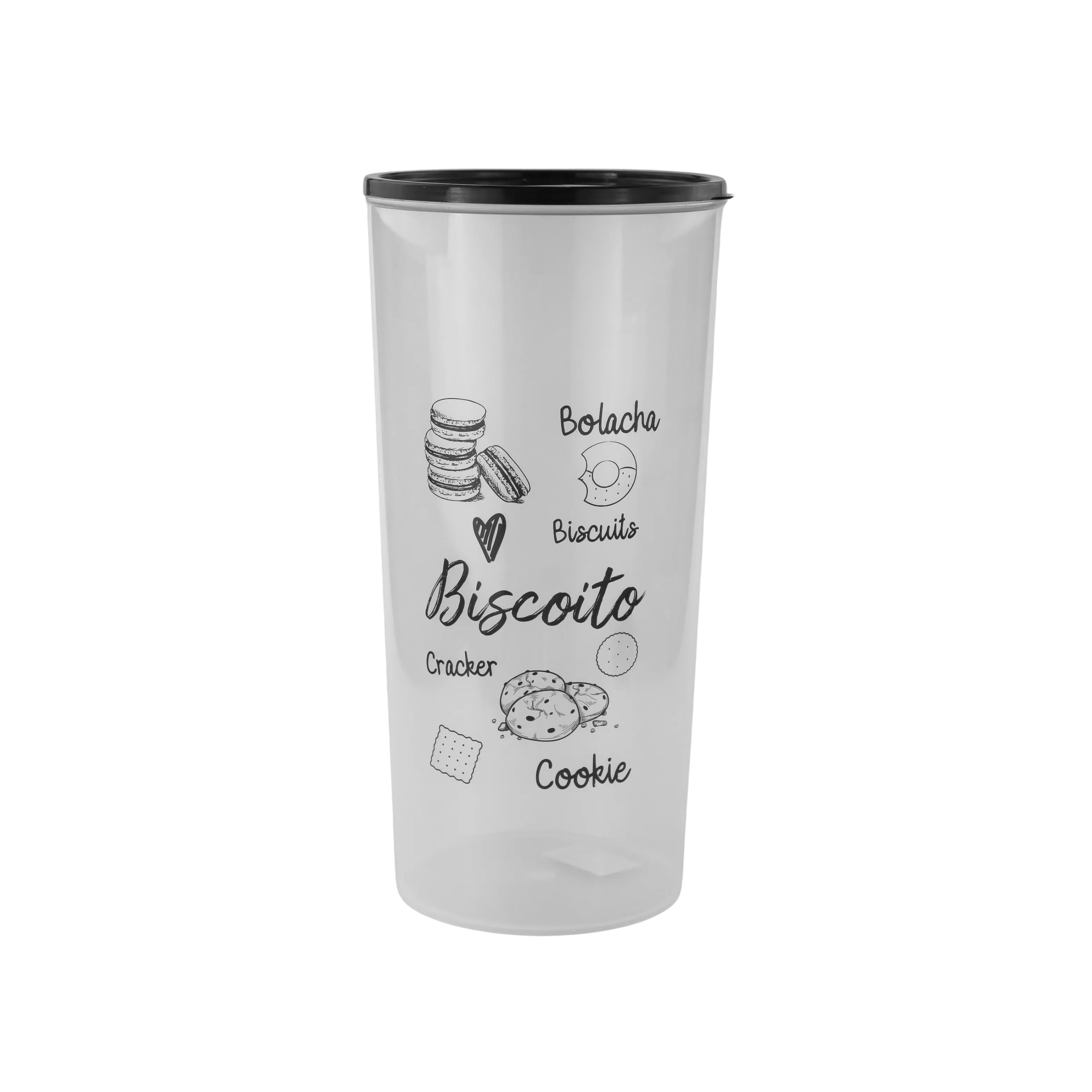 POTE DE PLÁSTICO REDONDO MULTIUSO 2,5 L - TRANSPARENTE DECORADO BISCOITO